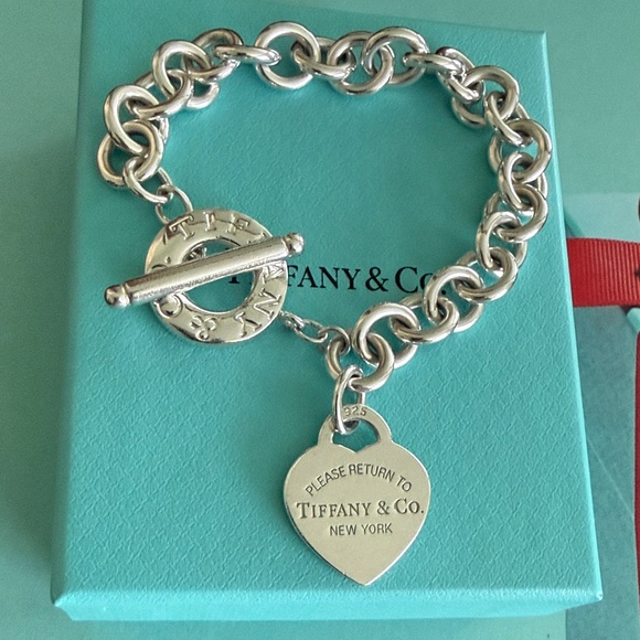 Tiffany & Co. Jewelry - 8” Tiffany & Co. Please Return To Tiffany Heart Tag Toggle Bracelet